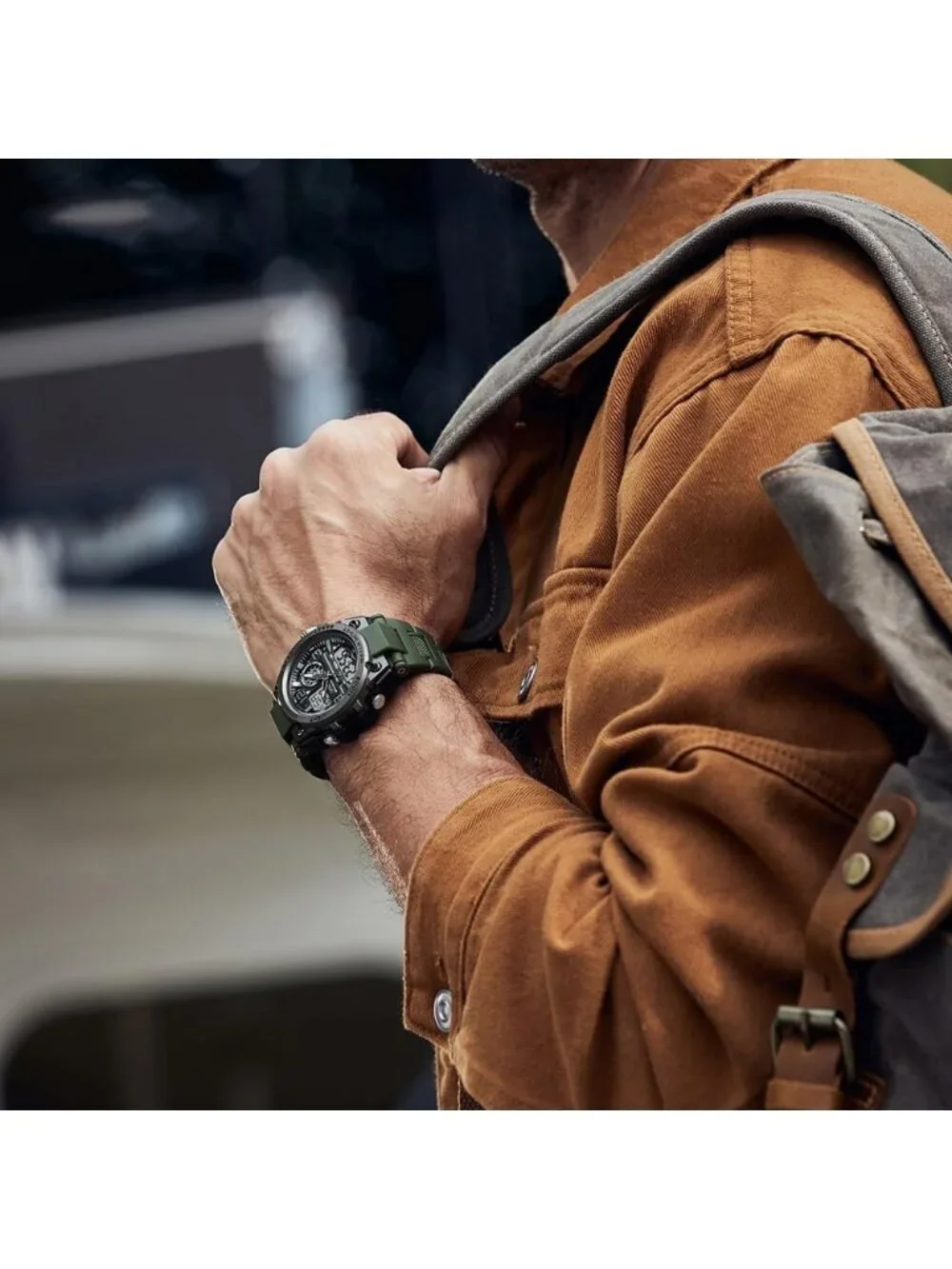 Mens Black Army Green Analog Quartz Sports Waterproof Military LED Digital Watch_3